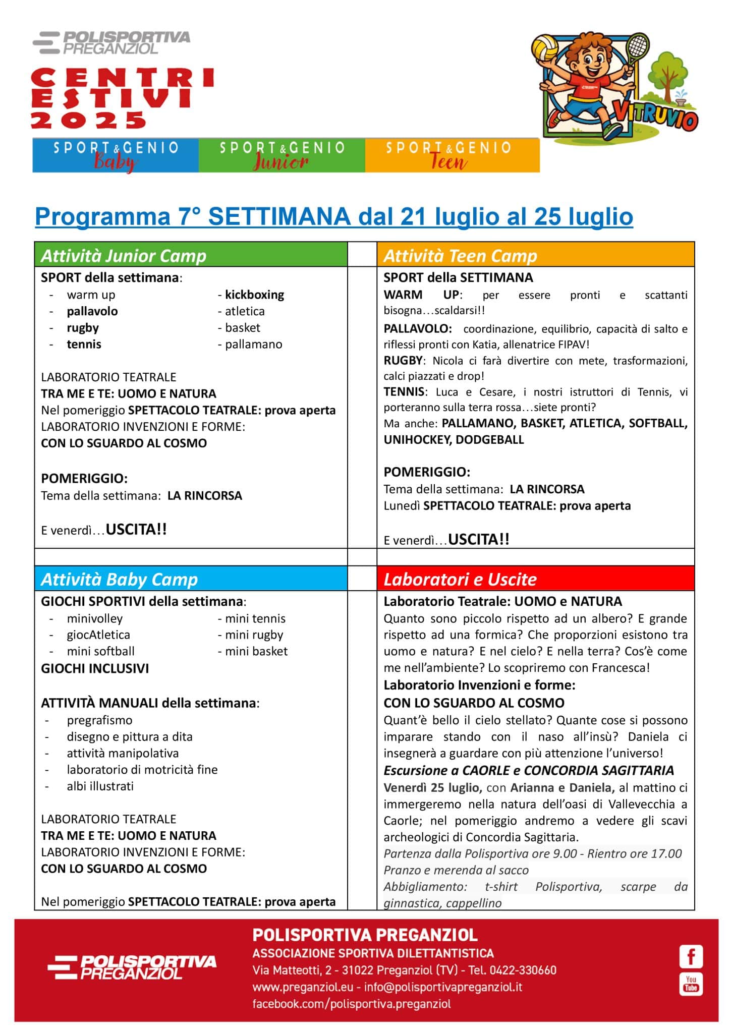 CENTRI ESTIVI: il programma dal 21 luglio
