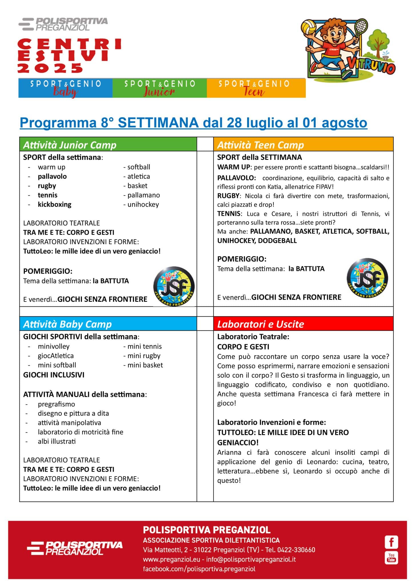 CENTRI ESTIVI: programma dal 28 luglio