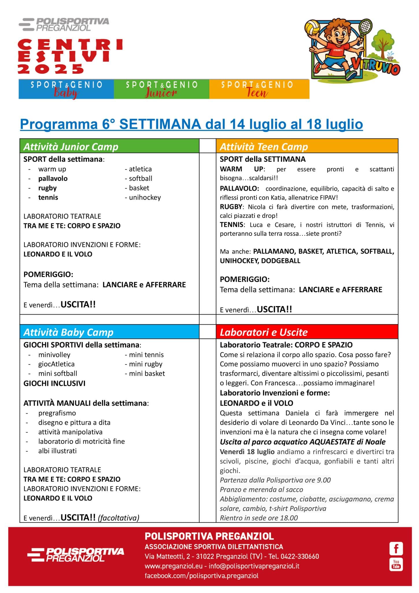 CENTRI ESTIVI: il programma da lunedì 14 luglio